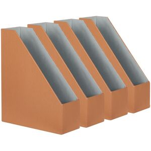BELIANI Set of 4 File Holders SUMER Faux Leather Golden Brown BELIANI Set of 4 File Holders SUMER Faux Leather Golden Brown