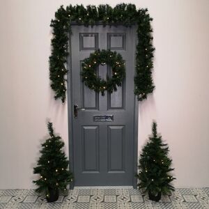 Premier Decorations - Christmas Light Up led Door Set - Garland, Wreath and 2 Trees in Pots Premier Decorations - Christmas Light Up led Door Set - Garland, Wreath and 2 Trees in Pots