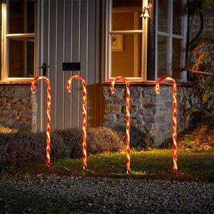 SAMUEL ALEXANDER Set of 4 XL Light up Red & White Stripe Christmas Candy Cane Garden Stakes with LEDs SAMUEL ALEXANDER Set of 4 XL Light up Red & White Stripe Christmas Candy Cane Garden Stakes with LEDs