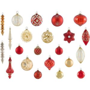BELIANI Set of 50 Baubles SPARKLE Glass Red/ Gold BELIANI Set of 50 Baubles SPARKLE Glass Red/ Gold