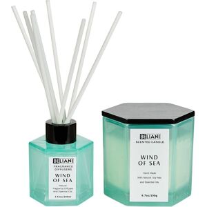 Beliani Blue Soy Wax Candle Set - Serene Atmosphere Beliani Blue Soy Wax Candle Set - Serene Atmosphere