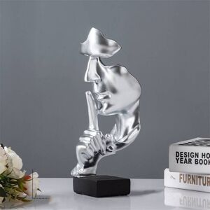 Dewdat - Silence is Golden Statue, Resin Abstract Sculpture Modern Art Figurines Silent Men Statues Carving Sculptures(silver) Dewdat - Silence is Golden Statue, Resin Abstract Sculpture Modern Art Figurines Silent Men Statues Carving Sculptures(silver)