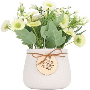 Groofoo - Small Artificial Plants Pots Mini Fake Potted Plants Faux Daisy Ornament Home Indoor Outdoor Decor 7146B 01 Yellow with White Vase Groofoo - Small Artificial Plants Pots Mini Fake Potted Plants Faux Daisy Ornament Home Indoor Outdoor Decor 7146B 01 Yellow with White Vase