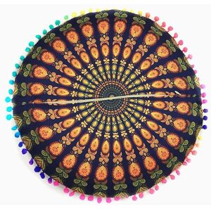 Neige - Snow-Indian Mandala Floor Pillows Round Bohemian Throw Pillows Cover Cushion Cover Neige - Snow-Indian Mandala Floor Pillows Round Bohemian Throw Pillows Cover Cushion Cover