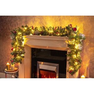 MARCO PAUL Snow Topped LED Faux Pine Luxury Pre-Lit Christmas Garland Festive Wreath Xmas Deluxe Decor Lighting Warm White Fireplace Decoration Ornamental MARCO PAUL Snow Topped LED Faux Pine Luxury Pre-Lit Christmas Garland Festive Wreath Xmas Deluxe Decor Lighting Warm White Fireplace Decoration Ornamental