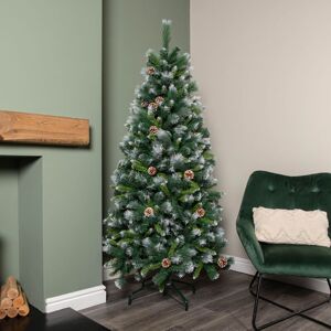 Premier Decorations - 6ft (1.8m) Frosted Glacier Pine Snow Tipped Christmas Tree with Pine Cones and 710 Tips Premier Decorations - 6ft (1.8m) Frosted Glacier Pine Snow Tipped Christmas Tree with Pine Cones and 710 Tips