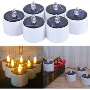 HOOPZI Solar led Candle, 6Pcs Real Wax Flickering Flame Tea Light Candle Pillar Type Warm White Lighting Ultra Realistic Effect for Garden Party Wedding HOOPZI Solar led Candle, 6Pcs Real Wax Flickering Flame Tea Light Candle Pillar Type Warm White Lighting Ultra Realistic Effect for Garden Party Wedding