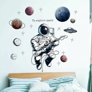 Trimec - Sticker mural astronaute et planète Cosmonaute personnalisé Nom de Spaceman Décoration murale Espace extérieur pour chambre de garçon Trimec - Sticker mural astronaute et planète Cosmonaute personnalisé Nom de Spaceman Décoration murale Espace extérieur pour chambre de garçon