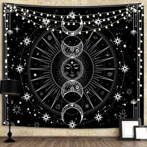 BRIDAY Sun Moon Tapestry Wall Hanging Sun with Stars Space Black and White Psychedelic Wall Tapestry for Bedroom, Living Room, Dorm Home Wall Decor (51.2' l BRIDAY Sun Moon Tapestry Wall Hanging Sun with Stars Space Black and White Psychedelic Wall Tapestry for Bedroom, Living Room, Dorm Home Wall Decor (51.2' l