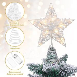 GROOFOO Time to Sparkle 20 16 4cm Glitter Christmas Tree Topper Star For Christmas Tree Decoration White GROOFOO Time to Sparkle 20 16 4cm Glitter Christmas Tree Topper Star For Christmas Tree Decoration White