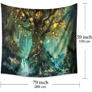 MEMKEY Tree of Life Wall Hanging Psychedelic Tapestry Waterfalls Under Old Tree Tapestries Fairy Tapestry Decoration Hanging Blanket for Bedroom Living Room MEMKEY Tree of Life Wall Hanging Psychedelic Tapestry Waterfalls Under Old Tree Tapestries Fairy Tapestry Decoration Hanging Blanket for Bedroom Living Room
