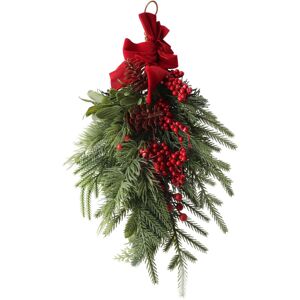GROOFOO Upside Down Xmas Artificial Wreath Bow Knot Red Berries Hanging Xmas Teardrop Tree Decoration for Home Decor Festival Front Door GROOFOO Upside Down Xmas Artificial Wreath Bow Knot Red Berries Hanging Xmas Teardrop Tree Decoration for Home Decor Festival Front Door