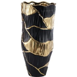 Vanity Living - Handmade Ceramic Vase for Living Room Decor, Black & Gold Texture Vase Modern Home Accent Piece Vanity Living - Handmade Ceramic Vase for Living Room Decor, Black & Gold Texture Vase Modern Home Accent Piece
