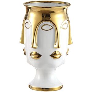 Vanity Living - Handmade Ceramic Vase for Living Room Decor, White and Gold Face Design Modern Home Decoration Vanity Living - Handmade Ceramic Vase for Living Room Decor, White and Gold Face Design Modern Home Decoration