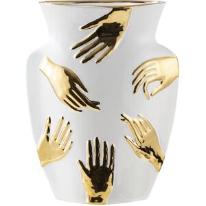 VANITY LIVING Handmade White with Gold Hands Design Ceramic Vase for Living Room Decor, Modern Home Accent Piece VANITY LIVING Handmade White with Gold Hands Design Ceramic Vase for Living Room Decor, Modern Home Accent Piece