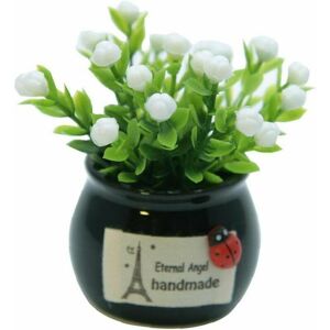 Trimec - Vase artificiel plante Mini fleur en pot fausse herbe fausse verdure planteur pour la décoration de table de bureau à domicile Trimec - Vase artificiel plante Mini fleur en pot fausse herbe fausse verdure planteur pour la décoration de table de bureau à domicile