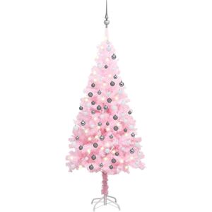 Artificial Pre-lit Christmas Tree with Ball Set Pink 150 cm PVC vidaXL Artificial Pre-lit Christmas Tree with Ball Set Pink 150 cm PVC vidaXL