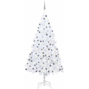 Artificial Pre-lit Christmas Tree with Ball Set White 210 cm PVC vidaXL Artificial Pre-lit Christmas Tree with Ball Set White 210 cm PVC vidaXL