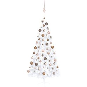 Artificial Half Pre-lit Christmas Tree with Ball Set White 210 cm vidaXL Artificial Half Pre-lit Christmas Tree with Ball Set White 210 cm vidaXL