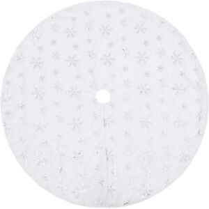 vidaXL Luxury Christmas Tree Skirt White Faux Fur Tree Decoration Base Mat Set - Christmas Tree Skirt vidaXL Luxury Christmas Tree Skirt White Faux Fur Tree Decoration Base Mat Set - Christmas Tree Skirt