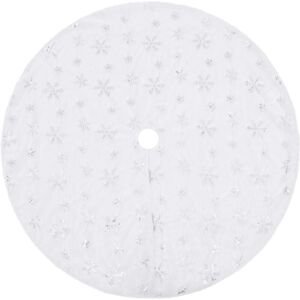 vidaXL White Faux Fur Christmas Tree Skirt - Christmas Tree Decoration Base Mat Set vidaXL White Faux Fur Christmas Tree Skirt - Christmas Tree Decoration Base Mat Set