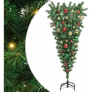 Upside-down Artificial Pre-lit Christmas Tree with Ball Set PVC vidaXL Upside-down Artificial Pre-lit Christmas Tree with Ball Set PVC vidaXL