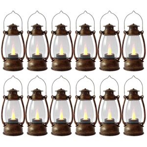 Tlily - Vintag Candle Lanterns for Indoors 12Pcs Mini Lantern with Flicker Candles Small Hanging Home Decor Copper Tlily - Vintag Candle Lanterns for Indoors 12Pcs Mini Lantern with Flicker Candles Small Hanging Home Decor Copper
