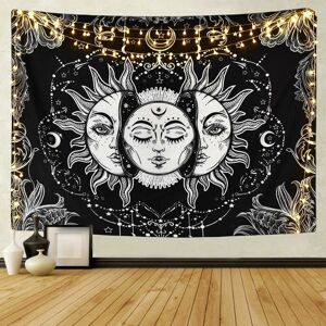 HOOPZI Wall Decor - Sun and Moon Tapestry Burning Sun with Starry Tapestry Psychedelic Tapestry Black and White Mystic Tapestry Wall Hanging - 59.1 'x 59.1' HOOPZI Wall Decor - Sun and Moon Tapestry Burning Sun with Starry Tapestry Psychedelic Tapestry Black and White Mystic Tapestry Wall Hanging - 59.1 'x 59.1'