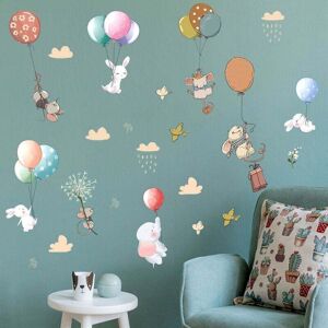 YMYNY Wall stickers with balloons and animals, wall decal, mouse, rabbit, elephant, wall decoration for children's room, baby room mumu YMYNY Wall stickers with balloons and animals, wall decal, mouse, rabbit, elephant, wall decoration for children's room, baby room mumu