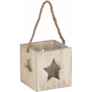 HILL INTERIORS Washed Large Star Tealight Candle Holder - Wood - L12 x W12 x H13 cm - White HILL INTERIORS Washed Large Star Tealight Candle Holder - Wood - L12 x W12 x H13 cm - White