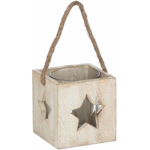 HILL INTERIORS Washed Star Tealight Candle Holder - Wood - L8 x W8 x H10 cm - White HILL INTERIORS Washed Star Tealight Candle Holder - Wood - L8 x W8 x H10 cm - White