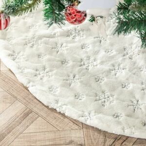 Hoopzi - White Christmas Tree Skirt Faux Fur Silver Snowflake Embroidery Xmas Tree Mat 48 inch for Christmas Holiday Party Decoration Hoopzi - White Christmas Tree Skirt Faux Fur Silver Snowflake Embroidery Xmas Tree Mat 48 inch for Christmas Holiday Party Decoration