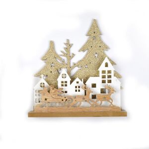 YÖL - Wooden Light Up Christmas Scene With Santa And Reindeer Light Up Xmas Theme led Table Decor YÖL - Wooden Light Up Christmas Scene With Santa And Reindeer Light Up Xmas Theme led Table Decor