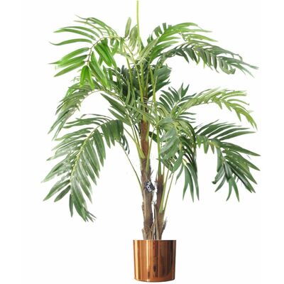 Genuine Leaf Design 120cm Artificial Palm Tree with Pot & Copper Planter - Artifical Tree Genuine Leaf Design 120cm Artificial Palm Tree with Pot & Copper Planter - Artifical Tree