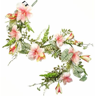 Leaf 180cm Pink Lily Garland - Artificial Plant Leaf 180cm Pink Lily Garland - Artificial Plant