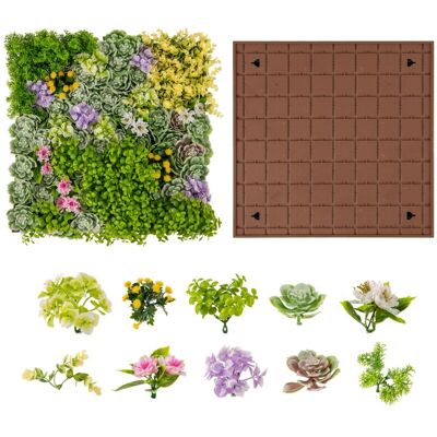 Costway - 2 Pack Square Framed Artificial Foliage Wall Art Outdoor Faux Plant Costway - 2 Pack Square Framed Artificial Foliage Wall Art Outdoor Faux Plant