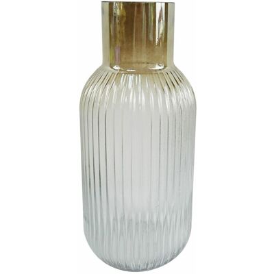Leaf 34cm Ridged Ombre Glass Vase - Vase Leaf 34cm Ridged Ombre Glass Vase - Vase