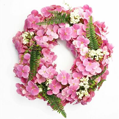 Leaf Pink Floral Wreath - Artificial 40cm - Decor Leaf Pink Floral Wreath - Artificial 40cm - Decor