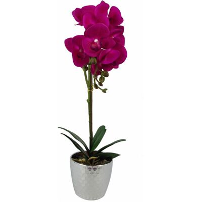 Leaf 50cm Phalaenopsis Orchid Artificial - Dark Pink Silver - Artificial Orchid Leaf 50cm Phalaenopsis Orchid Artificial - Dark Pink Silver - Artificial Orchid