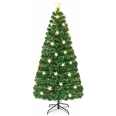 COSTWAY 6FT Pre-Lit Artificial Christmas Tree Fiber Optics Xmas Tree 8 Lighting Modes COSTWAY 6FT Pre-Lit Artificial Christmas Tree Fiber Optics Xmas Tree 8 Lighting Modes