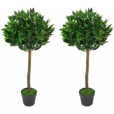 Leaf Design UK Pair of Artificial Bay Topiary Ball Trees - Topiary Trees Leaf Design UK Pair of Artificial Bay Topiary Ball Trees - Topiary Trees