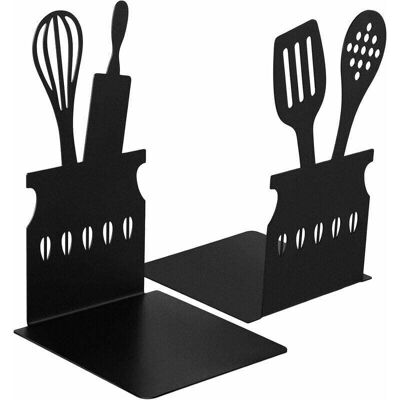 GROOFOO Black Cookbook Ends Spoons Decorative Metal Cookbook Bookends with Non-Slip Mat Metal Cookbook Storage Book Stopper Metal Cookbook Holder GROOFOO Black Cookbook Ends Spoons Decorative Metal Cookbook Bookends with Non-Slip Mat Metal Cookbook Storage Book Stopper Metal Cookbook Holder