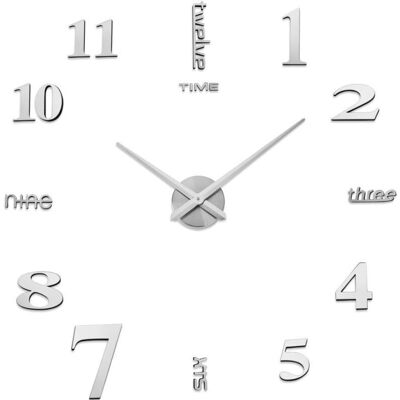 DIY 3D Wall Clocks, Modern Design Acrylic Wall Clocks, Wall Stickers, Decoration for Living Room, Children's Room (90cm Silver) DIY 3D Wall Clocks, Modern Design Acrylic Wall Clocks, Wall Stickers, Decoration for Living Room, Children's Room (90cm Silver)