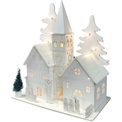 SELECTIONS LED Alpine White Wooden Christmas Village SELECTIONS LED Alpine White Wooden Christmas Village