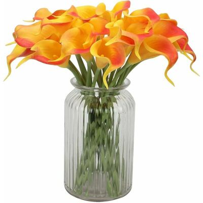 TRIMEC Lot de 9 fleurs artificielles Calla au toucher réaliste pour mariage, bureau, maison, cuisine, décoration de fête, événement (coucher de soleil rouge) TRIMEC Lot de 9 fleurs artificielles Calla au toucher réaliste pour mariage, bureau, maison, cuisine, décoration de fête, événement (coucher de soleil rouge)