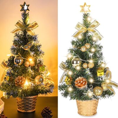 BEIJIYI Mini Artificial Christmas Tree, Small Christmas Tree with LED Lights, Mini Decorative Tabletop Tree for Office, Bar, 40cm (Gold) BEIJIYI Mini Artificial Christmas Tree, Small Christmas Tree with LED Lights, Mini Decorative Tabletop Tree for Office, Bar, 40cm (Gold)