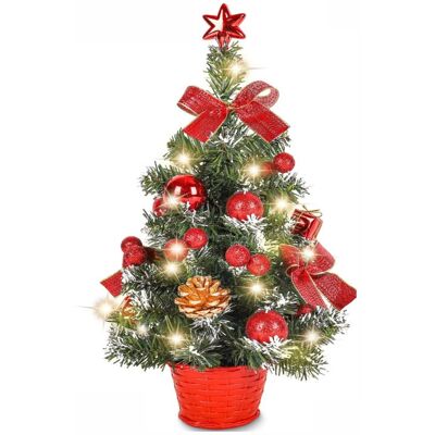 BEIJIYI Mini Artificial Christmas Tree, Small Christmas Tree with LED Lights, Mini Decorative Tabletop Tree for Office, Bar, 40cm (Red) BEIJIYI Mini Artificial Christmas Tree, Small Christmas Tree with LED Lights, Mini Decorative Tabletop Tree for Office, Bar, 40cm (Red)