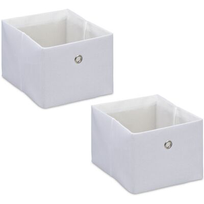 Relaxdays - 2x Storage Boxes, Rectangular Fabric Basket, Container without Lid, Shelf Organiser, 16 x 20.5 x 25 cm, White Relaxdays - 2x Storage Boxes, Rectangular Fabric Basket, Container without Lid, Shelf Organiser, 16 x 20.5 x 25 cm, White