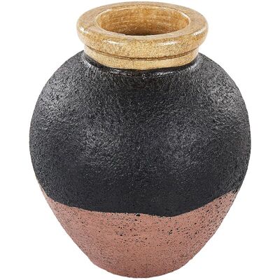 Beliani Handmade Retro Black Pink Terracotta Vase - Decorative Vase Beliani Handmade Retro Black Pink Terracotta Vase - Decorative Vase