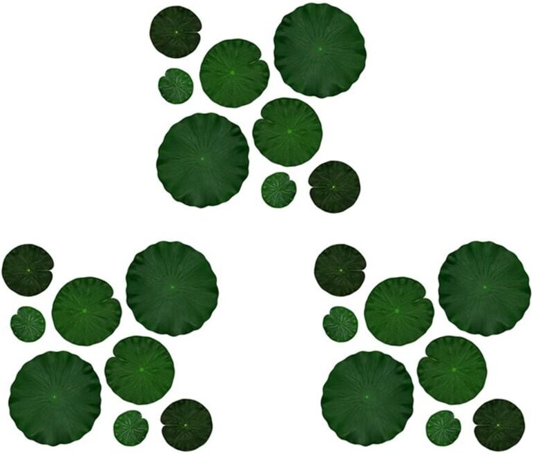 Tlily - Artificial Floating Moss Lotus Leaves Decor for Pond Aquarium and Scene Realistic Green Foliage Fish Tank Pool Decoration 24 Pack, 4 Sizes